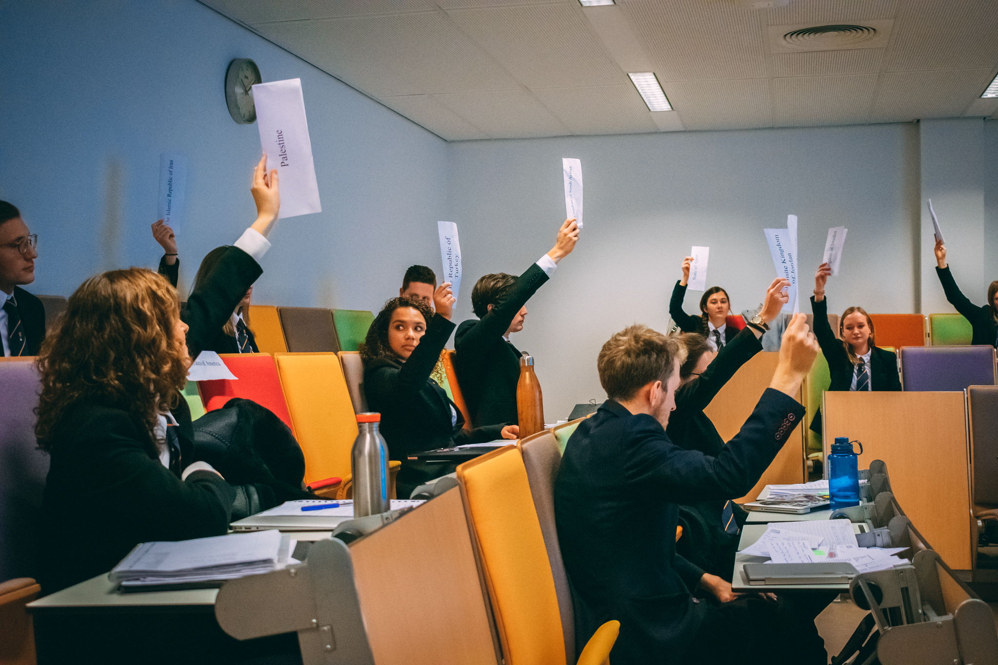 Students at the rehearsals for National Model United Nations 2019