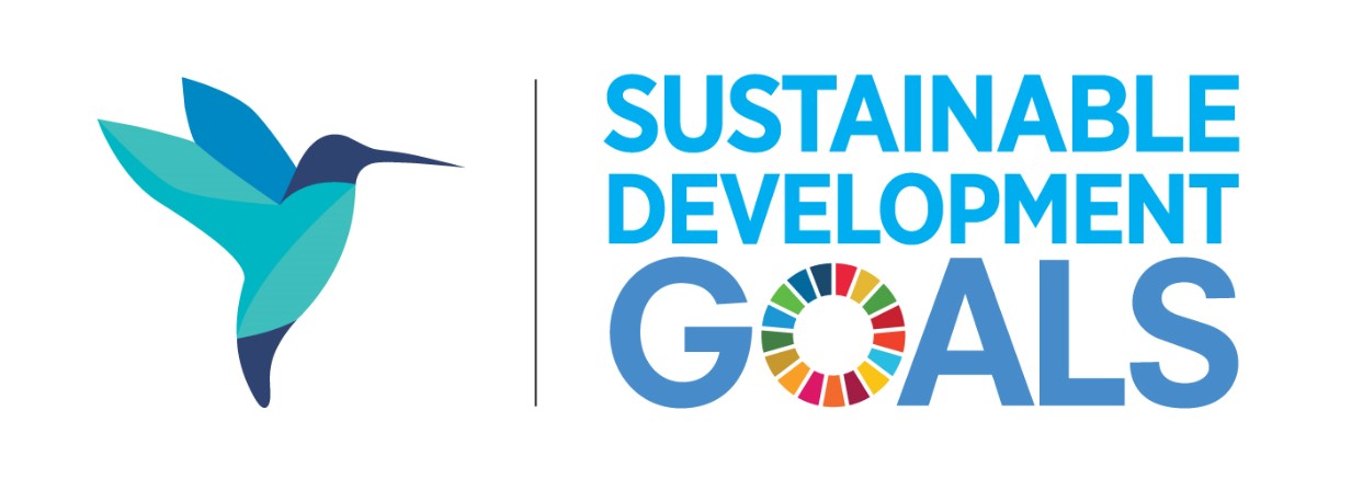Logo Sustainable Development Goals, illustration of hummingbird on the left