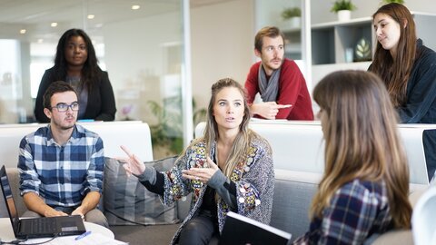 students talking