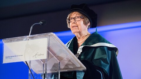 Nina Glick-Schiller spreekt tijdens Dies Natalis 2018