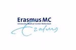 The white logo of Erasmus Medical Centre (EMC) with blue letters on a white background