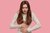 Woman holding her stomach with signs of pain