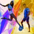 Digital artwork of two people playing with football