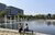 Two people sitting on a bench at Erasmus university