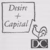 the words "desire + capital" in a speach bubble coming from a chicken in a logo. drawn image