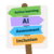 Signpost displaying the four tracks: Active learning, AI, Assessment, Inclusion.