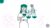 Stylized Lady Justice with green blindfold, shamrock emblem and scales, grey figures standing behind