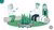 Three friends sitting on logs around a campfire in a green line-art illustration