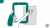 Illustration of person hanging a green frame on wall beside exclamation mark