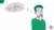 Man in green shirt thinks of two figures lying on their sides facing each other.