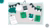 Bulletin board with green border holding pinned notes, speech bubbles, a 'QUOTE' binder, and banner