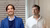 Two headshots: man smiling in blue blazer by brick wall; man in white shirt by pale wall