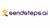 Sendsteps.ai logo with orange abstract person icon and purple lowercase text