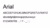 Arial font family, impression