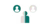 Three figures in green and grey