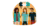 Three people talking with joint puzzle pieces above their heads