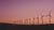 Wind turbines on the horizon during sunset