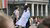 Two persons at a protest
