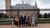De groep studenten voor het Paleis van Justitie