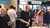Attendees looking at drinks