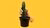 Wooden hand holding a cactus in a pot