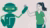 On the left a robot that is high fiving with a woman on the right.