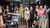 Een groep modellen poseert tijdens de opening van de FREE FASHION pop-up op Rotterdam CS.
