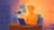 A man works on laptop using a robotic assistant.