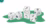 Illustration of white cubes with icons like paintbrush, soccer ball, sun and music note on green background