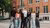 group of EUC students standing in front of campus