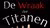 People in white and black form a circle on cracked ground below “De Wraak der Titanen” title