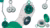 Illustration of hand holding green and black compass amid scattered compasses.