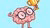 Cheerful cartoon brain in glasses holding a golden trophy on a light blue background
