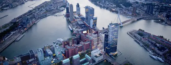 Helicopter view of the city Rotterdam