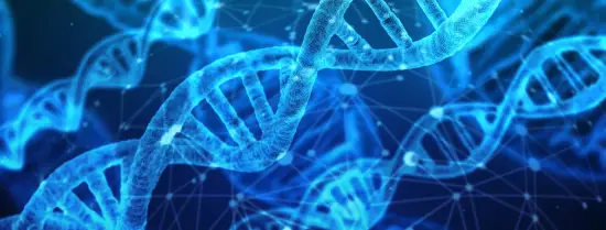 Black/blue image of DNA