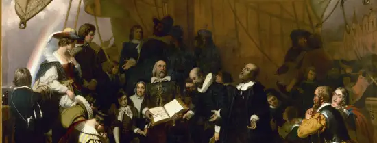 Embarcation of the Pilgrim Fathers, painting by Robert Weir