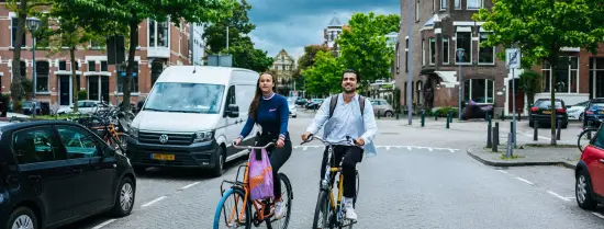 students cycling in rotterdam