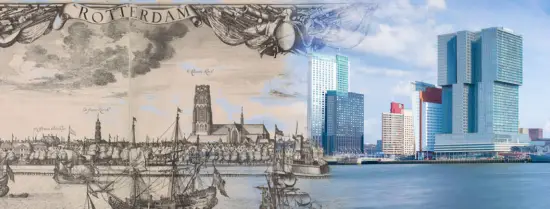 Old and new picture of the Rotterdam skyline