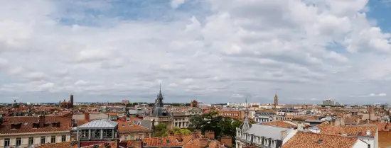 Skyline of Toulouse overlooking the buildings and red bricks