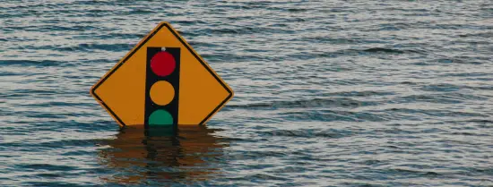 Traffic sign in water