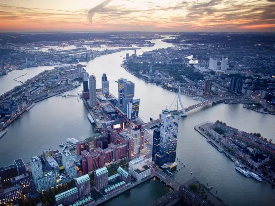 Helicopter view of the city Rotterdam
